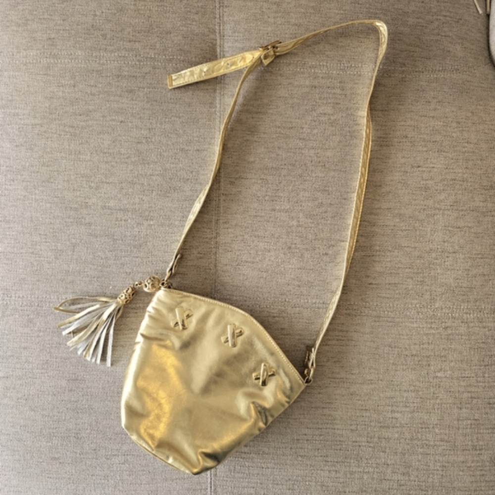 Pinky Genuine Leather Vintage Gold Crossbody Bag